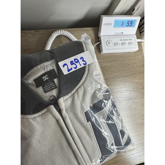 DC Shoes Free Agent Varsity Bomber Jacket Mens S Gray Navy Logo Zip-Up Skate Y2K - Picture 11 of 11